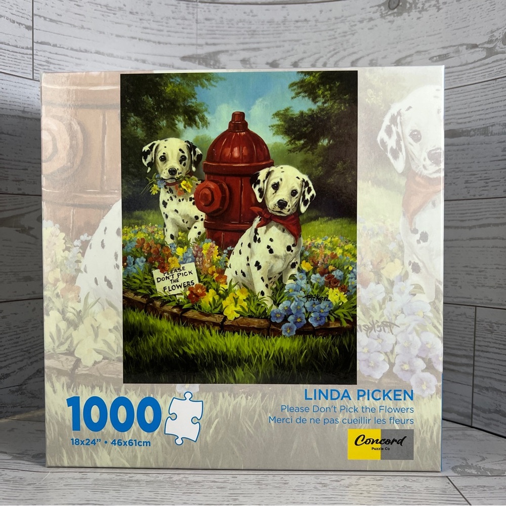 NWOT - 1000 Piece Puzzle with Dalmatian Puppies and Fire Hydrant - Linda Picken